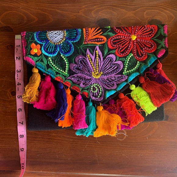 Mexican, new hand embroidered envelope clutch bag, handmade in Mexico - Picture 3 of 5